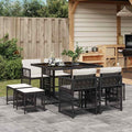 Vidaxl Garden Dining Set Black Cream White Poly Rattan Medium Foldable 41.7 X 43.3 X 28.7 In