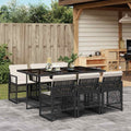 Vidaxl Garden Dining Set Black Cream White Poly Rattan Medium Foldable 41.7 X 65.0 X 28.7 In