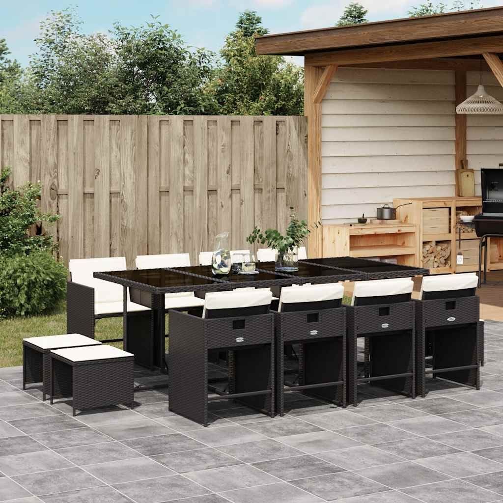 Vidaxl Garden Dining Set Black Cream White 41.7 X 86.6 X 28.7 In