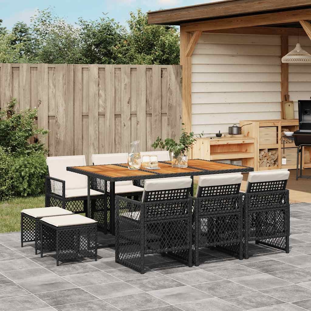 Vidaxl Garden Dining Set Black Cream White 41.7 X 65.0 X 28.7 In