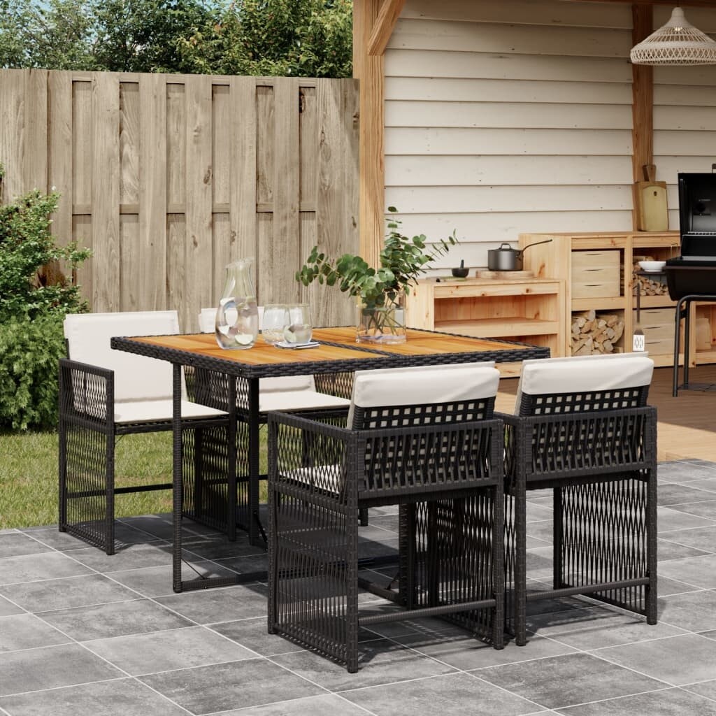 Vidaxl Garden Dining Set Black Cream White 41.7 X 43.3 X 28.7 In