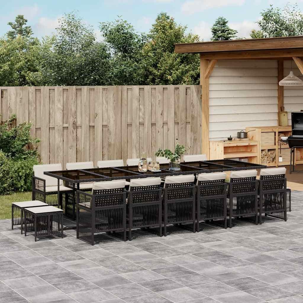 Vidaxl Garden Dining Set Black Cream White 41.7 X 129.9 X 28.7 In