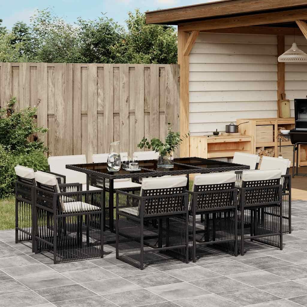 Vidaxl Garden Dining Set Black Cream White 41.7 X 65.0 X 28.7 In