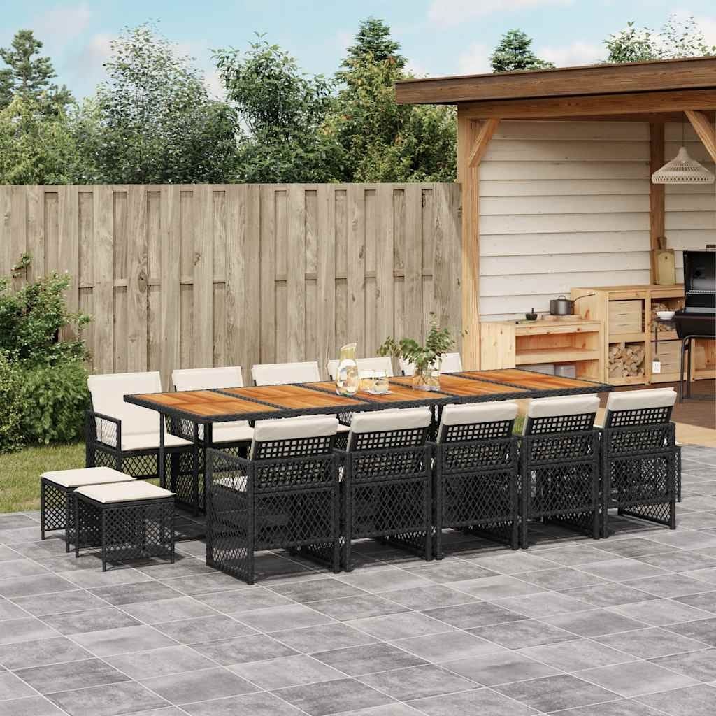 Vidaxl Garden Dining Set Black Cream White 41.7 X 108.3 X 28.7 In
