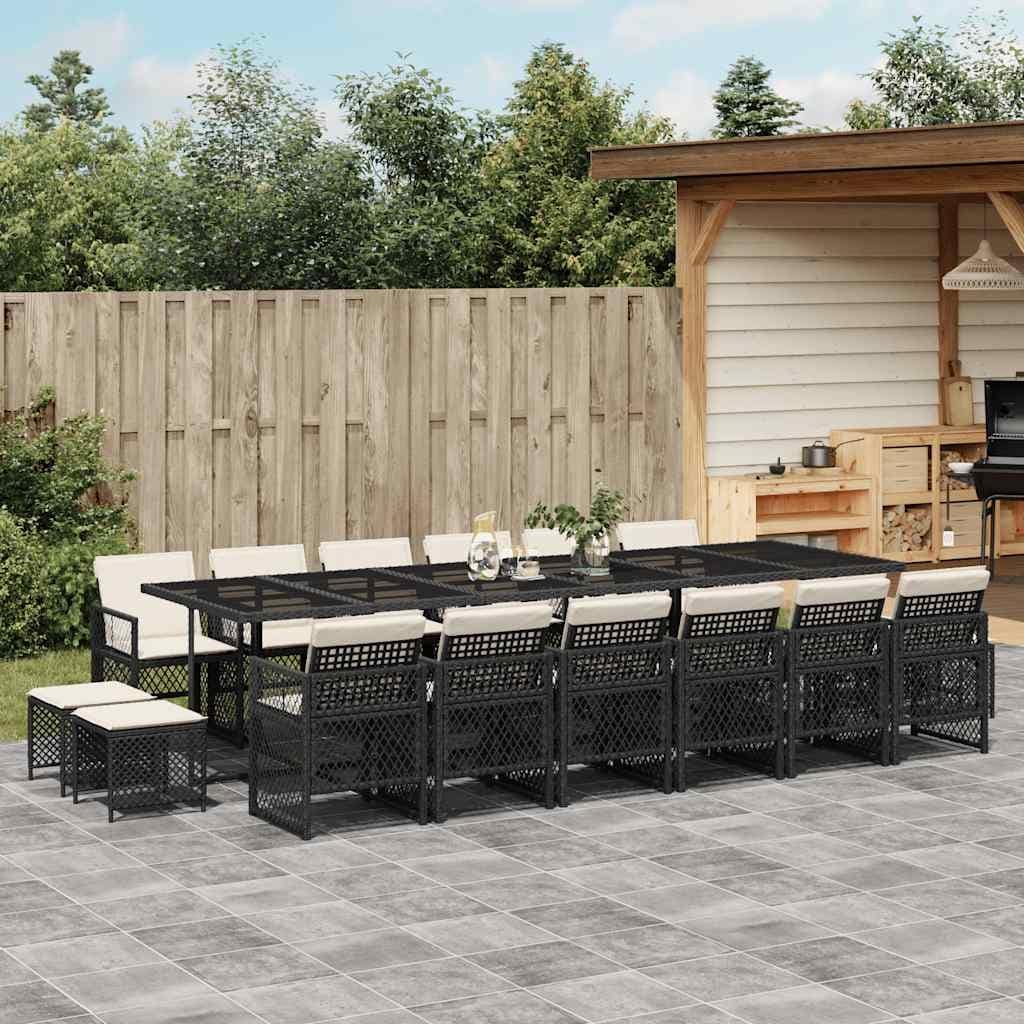 Vidaxl Garden Dining Set Black Cream White 41.7 X 129.9 X 28.7 In