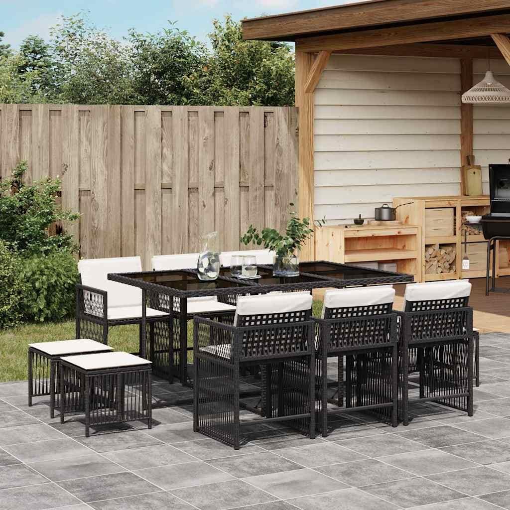 Vidaxl Garden Dining Set Black Cream White 41.7 X 65.0 X 28.7 In