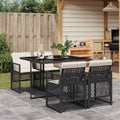 Vidaxl Garden Dining Set Black Cream White 41.7 X 43.3 X 28.7 In.