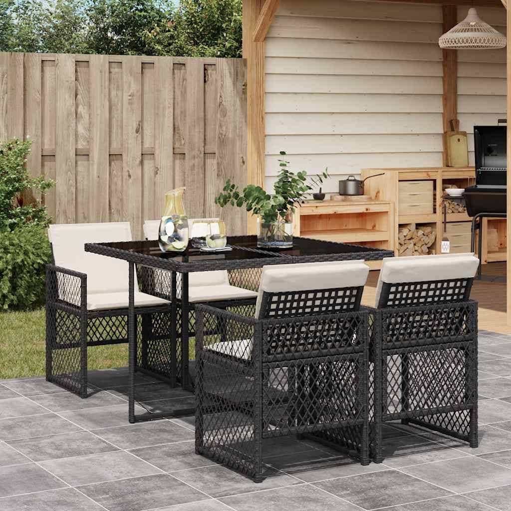 Vidaxl Garden Dining Set Black Cream White 41.7 X 43.3 X 28.7 In.