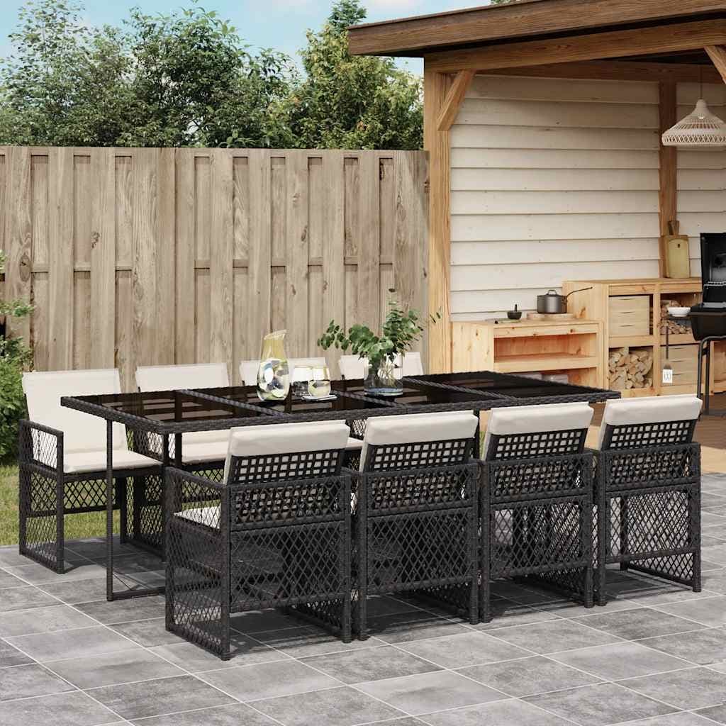 Vidaxl Garden Dining Set Black Cream White 41.7 X 86.6 X 28.7 In