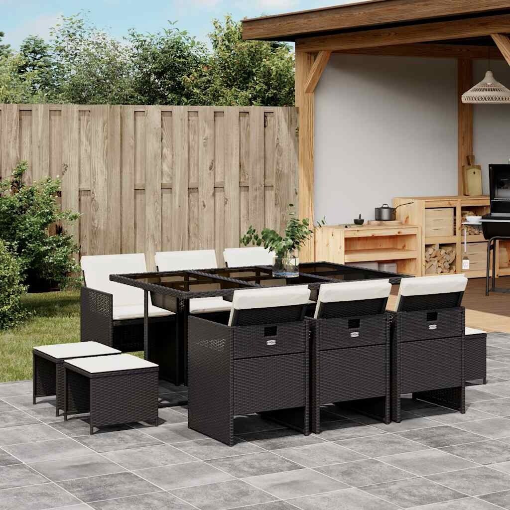 Vidaxl Garden Dining Set Black Cream White 65.4 X 41.7 X 28.7 In