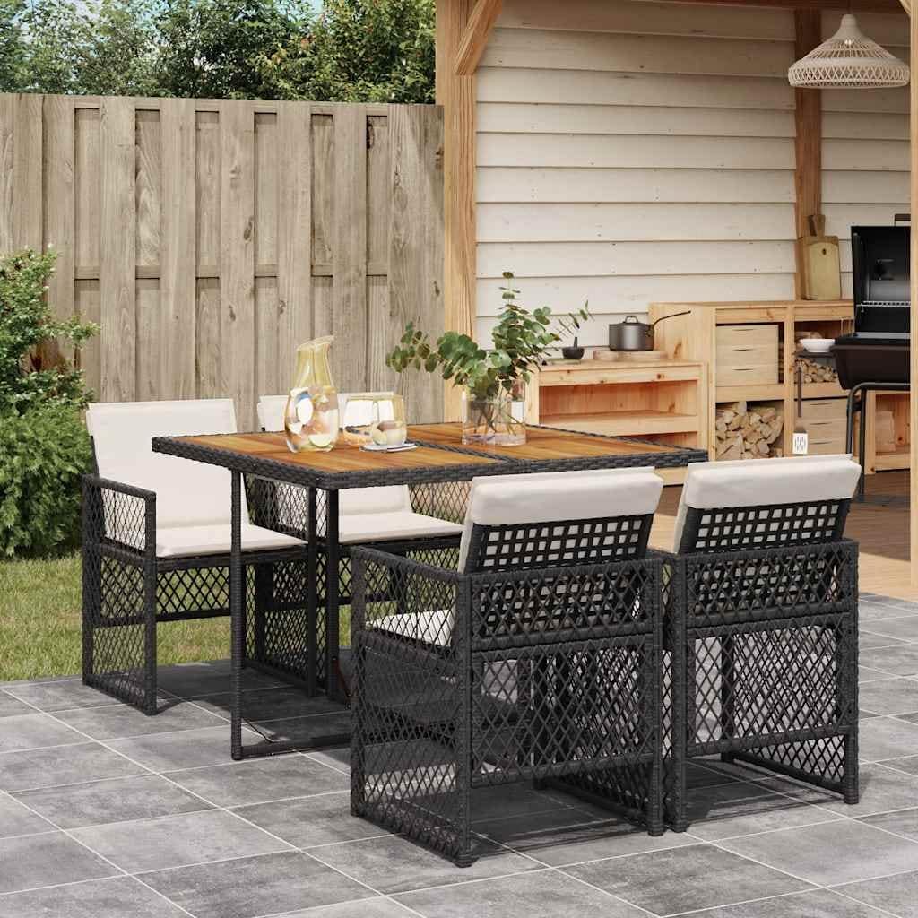 Vidaxl Garden Dining Set Black Cream White 41.7 X 43.3 X 28.7 In