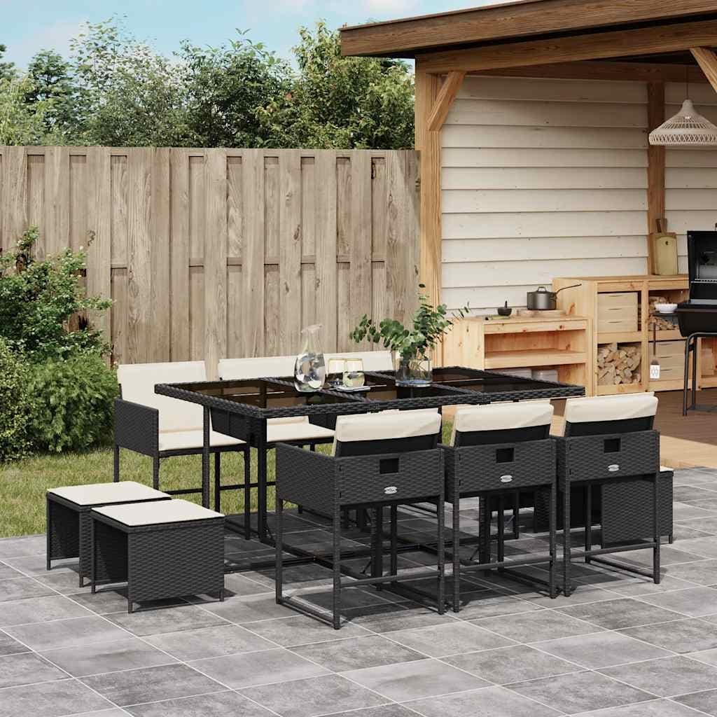 Vidaxl Garden Dining Set Black Cream White 41.7 X 65.0 X 28.7 In.