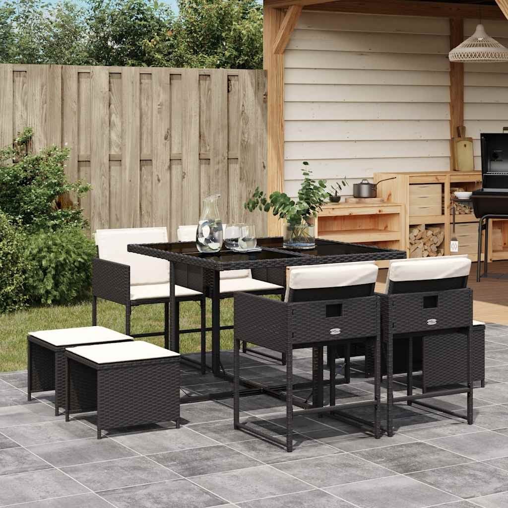 Vidaxl Garden Dining Set Black Cream White 41.7 X 43.3 X 28.7 In
