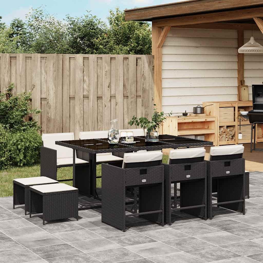 Vidaxl Garden Dining Set Black 41.7 X 65.0 X 28.7 In