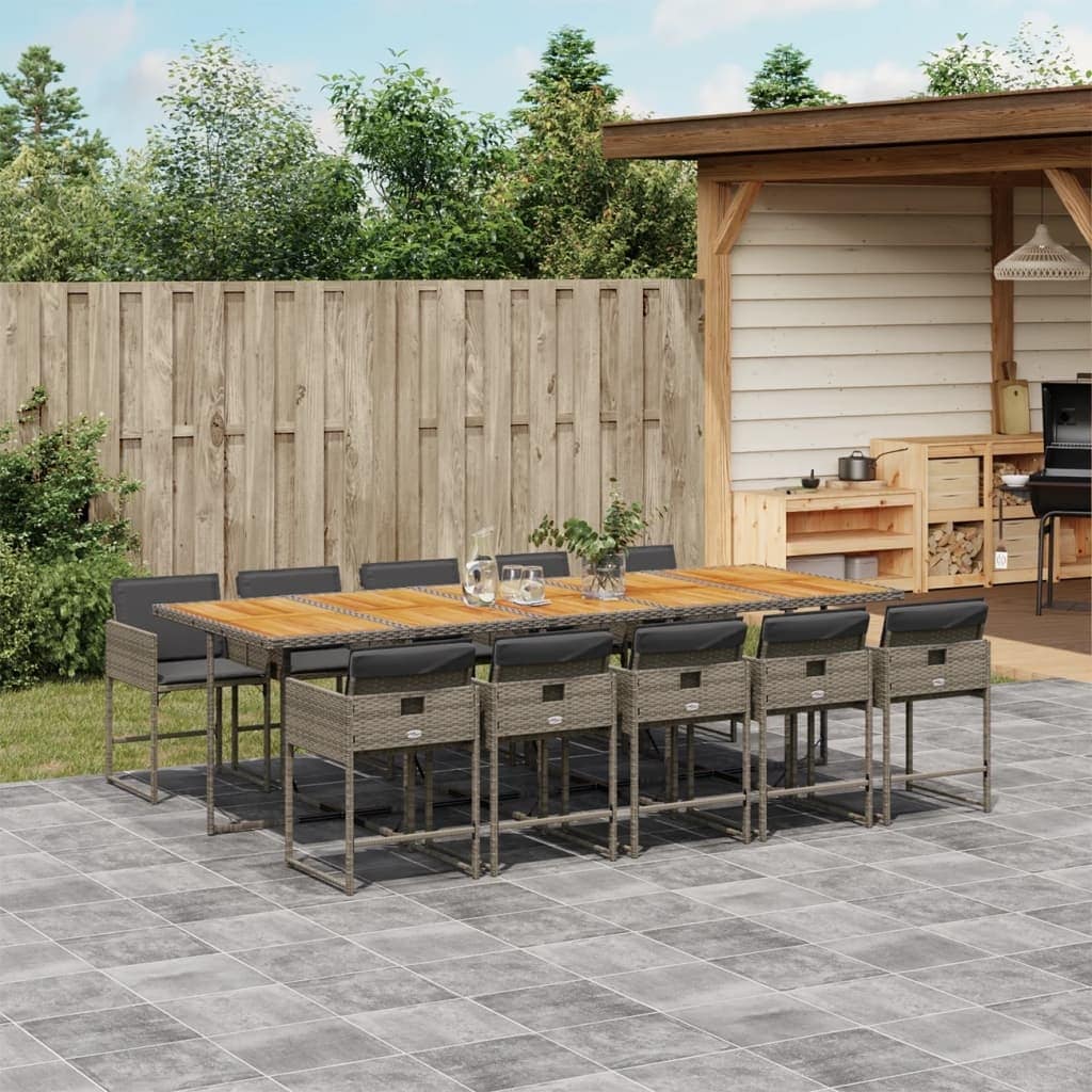 Vidaxl Garden Dining Set Grey Brown Dark Grey 41.7 X 108.3 X 28.7 In