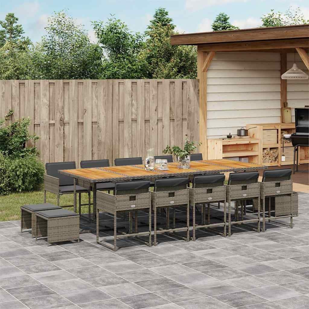 Vidaxl Garden Dining Set With Cushions Poly Rattan