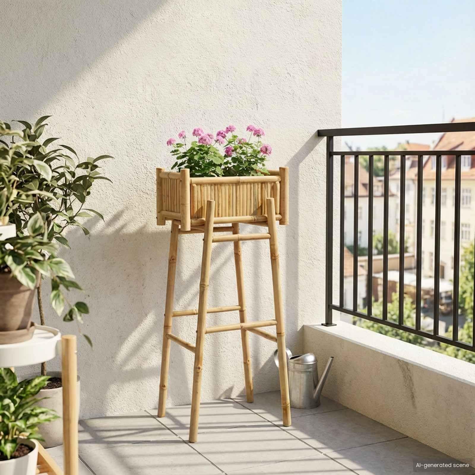 Vidaxl Garden Planter With Holder Natural