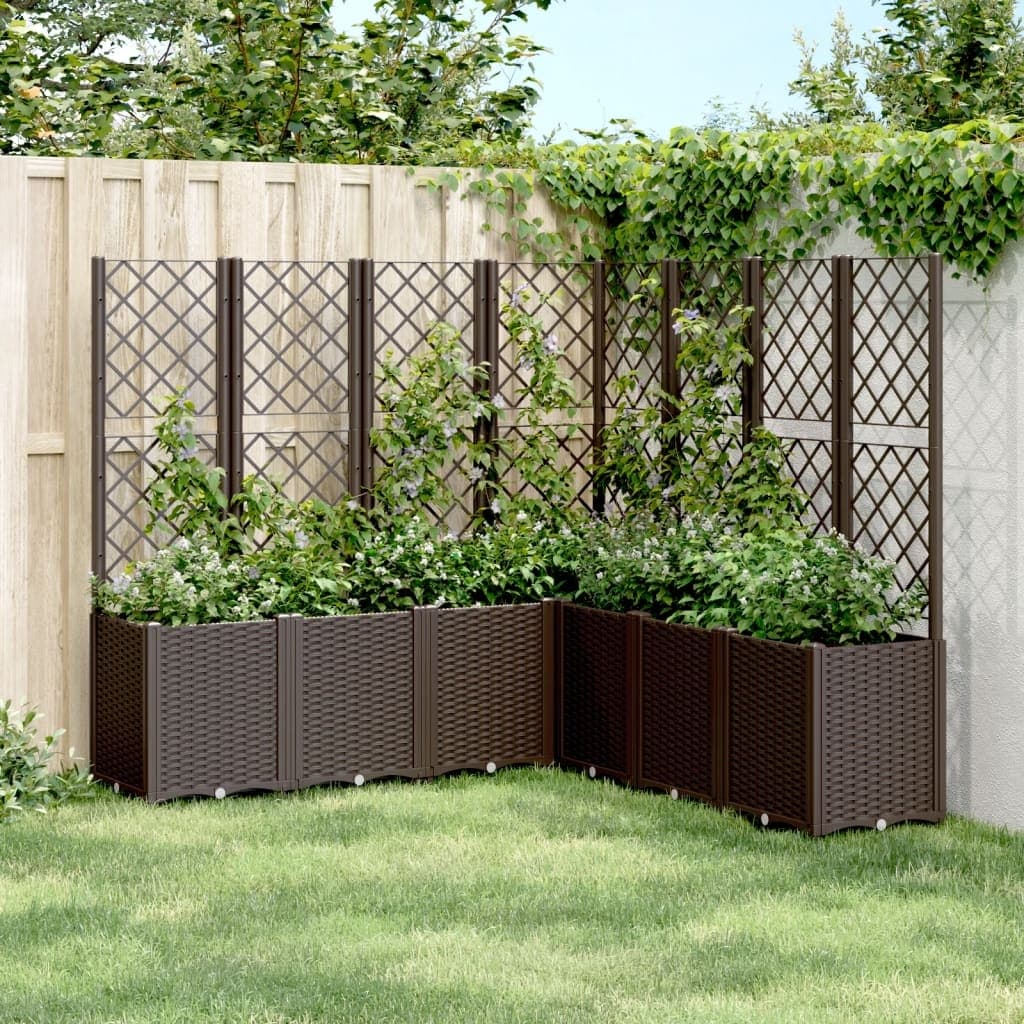 Vidaxl Garden Planter With Trellis Brown 63 X63 X55.1 Pp 63 X 63 X 55.1
