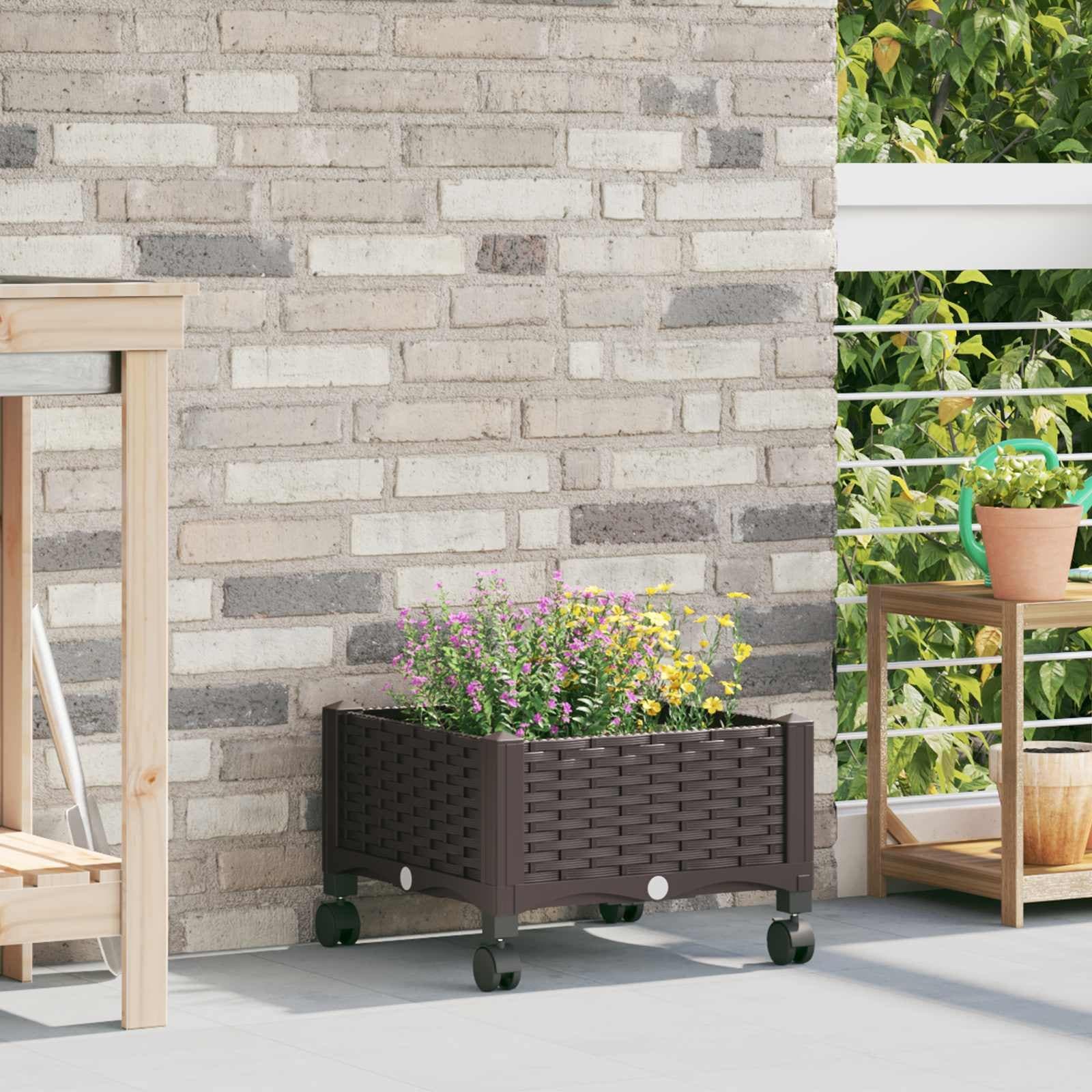 Vidaxl Garden Planter With Wheels In Pp