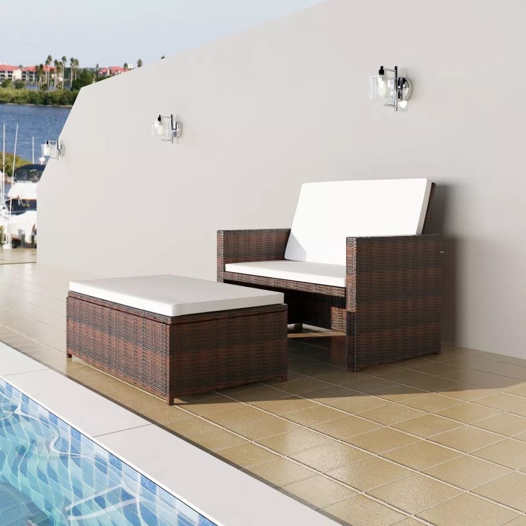 Vidaxl Garden Sofa Set Five Pieces Poly Rattan Brown