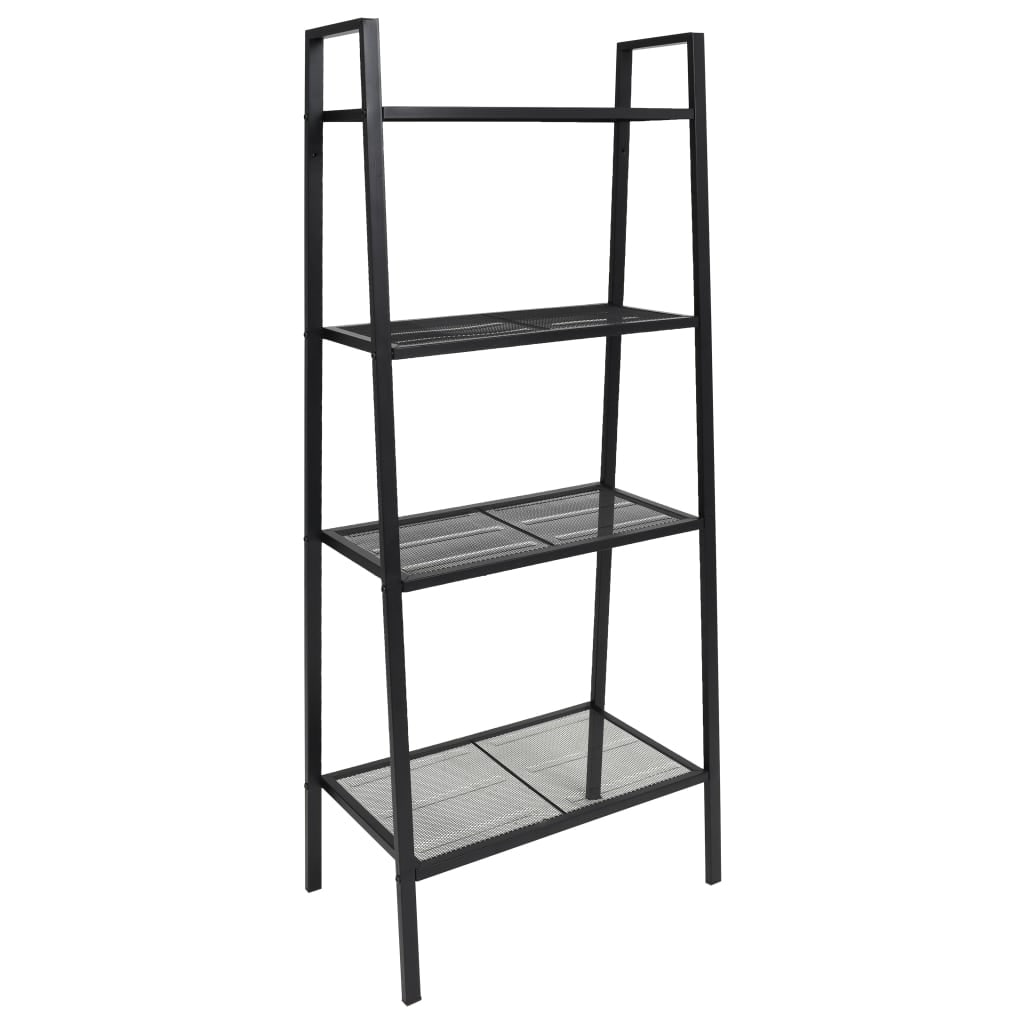 Vidaxl Ladder Bookcase 4 Tiers Metal Black Plant Display Stand Bookshelves