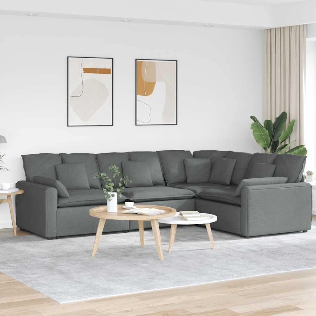 Vidaxl Modular Sofa With Cushions Fabric Dark Gray 124.8 X 85.4 X 25.2