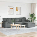 Vidaxl Modular Sofa With Footstool And Cushions Dark Gray 127.6 X 80.7 X 25.2