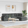 Vidaxl Modular Sofa With Footstool Cushions Fabric Dark Gray 122.8 X 80.7 X 25.2
