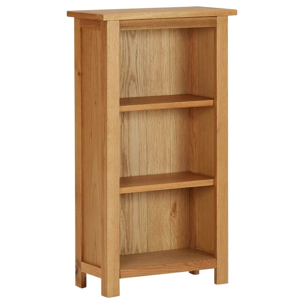 Vidaxl Narrow Bookcase 17.7 X8.9 X32.3 Solid Oak Wood And Mdf