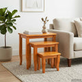 Vidaxl Nesting Side Tables 3 Pcs Natural Solid Mahogany Wood 23.62 X 17.72 X 23.82 In