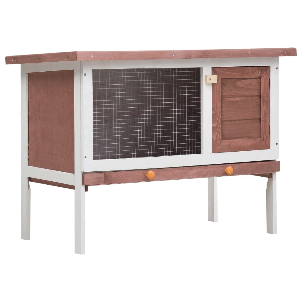 Vidaxl Outdoor Rabbit Hutch 1 Layer Brown Wood