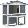 Vidaxl Outdoor Rabbit Hutch 3 Doors Gray Wood