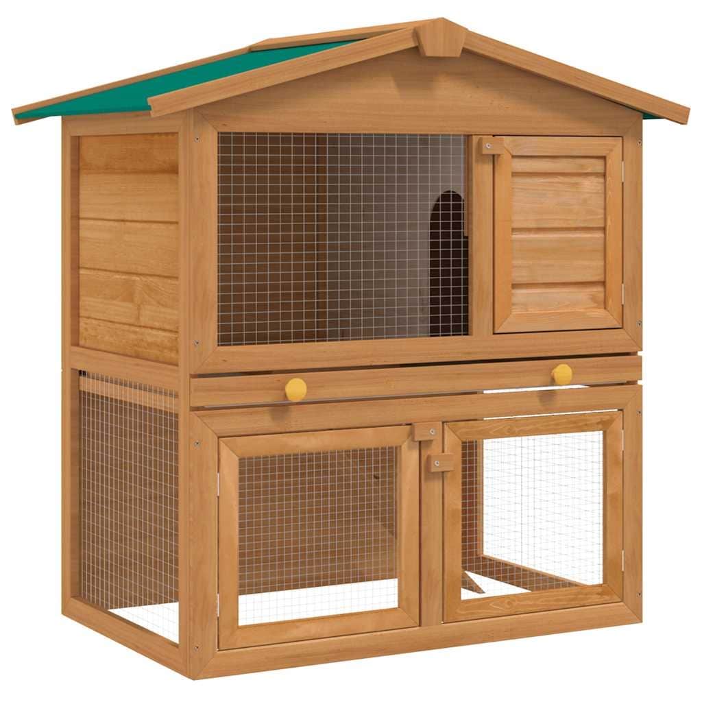 Vidaxl Outdoor Rabbit Hutch Small Animal House Pet Cage 3 Doors Wood