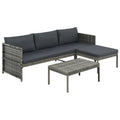 Vidaxl Outdoor Sofa Set 9 Pieces Gray Poly Rattan