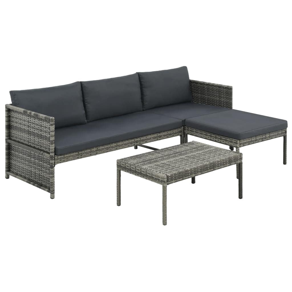 Vidaxl Outdoor Sofa Set 9 Pieces Gray Poly Rattan