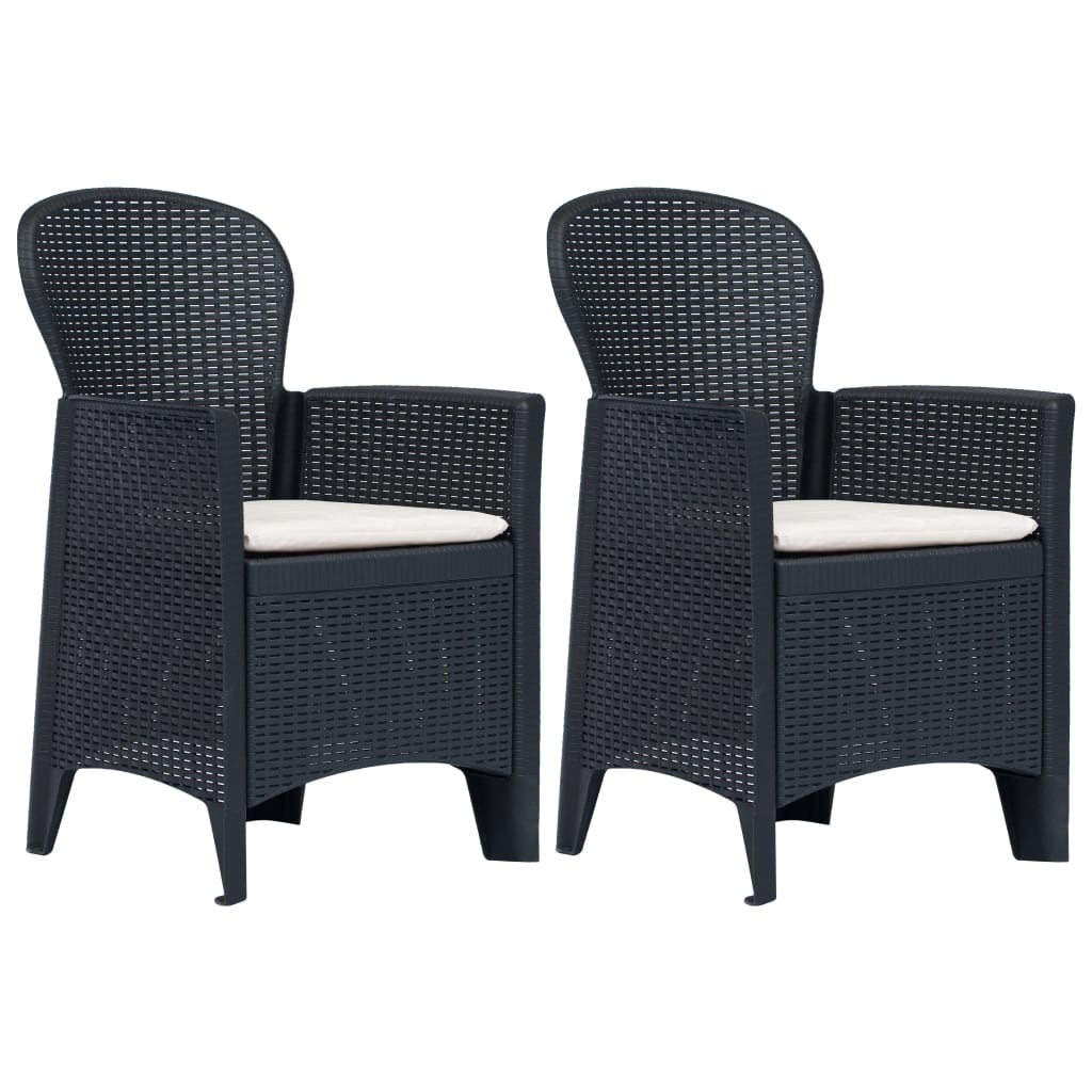 Vidaxl 2X Garden Chairs With Cushion Plastic Rattan Look Chair