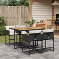 Vidaxl Patio Dining Set With Cushions Black Poly Rattan