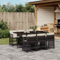 Vidaxl Patio Dining Set With Cushions Black Poly Rattan