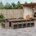 Vidaxl Patio Dining Set With Cushions Gray Poly Rattan