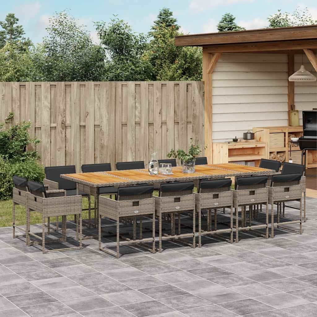Vidaxl Patio Dining Set With Cushions Poly Rattan