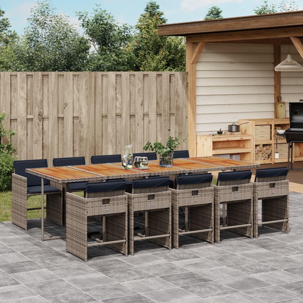 Vidaxl Patio Dining Set With Cushions Poly Rattan