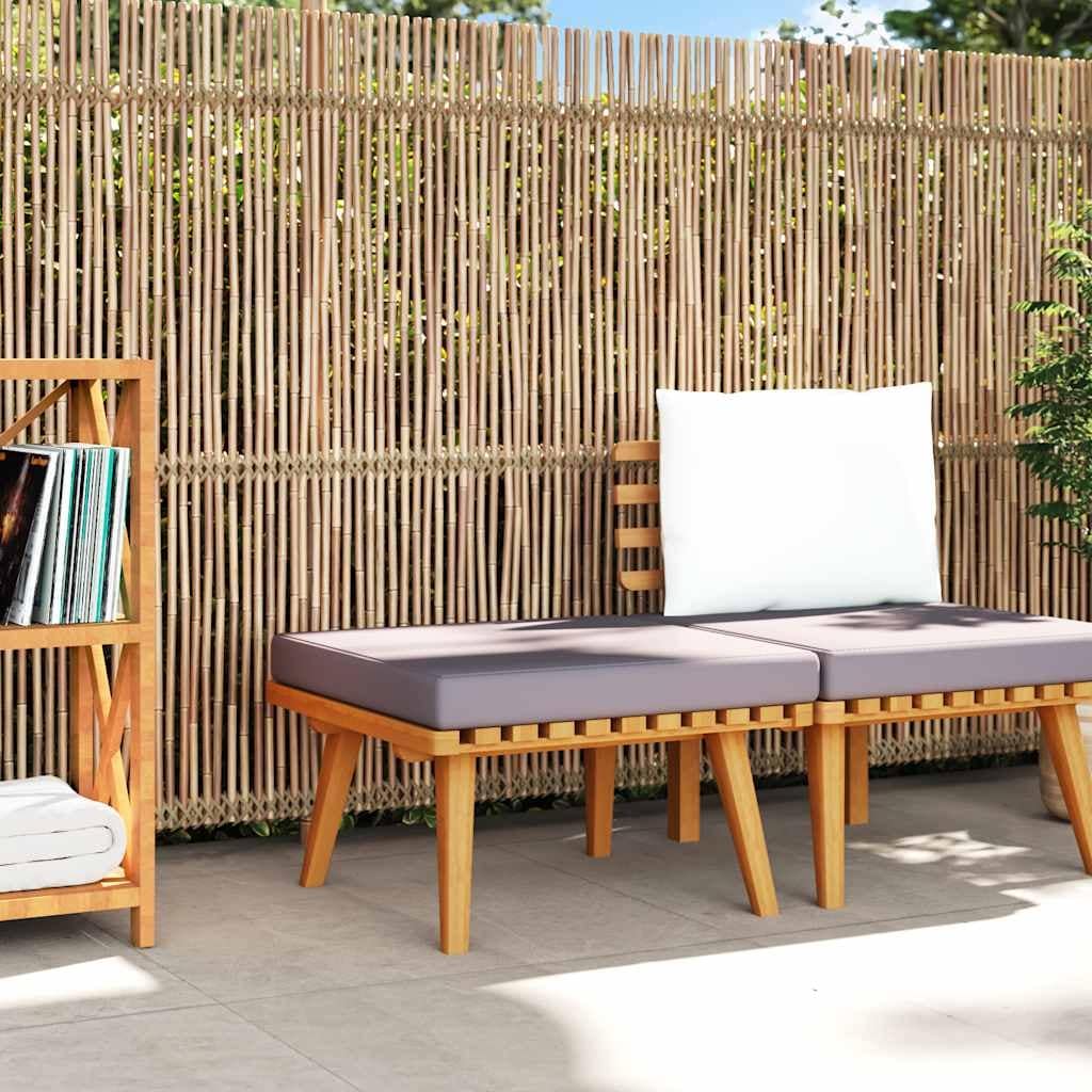 Vidaxl Garden Footstool With Cushion 23.6 X23.6 X11.4 Solid Acacia Wood