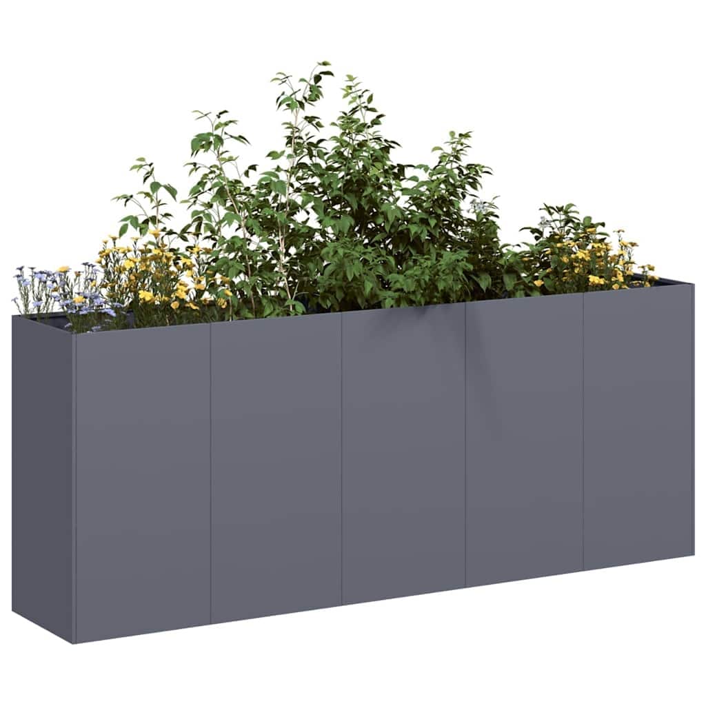 Vidaxl Planter Anthracite Cold Rolled Steel Large Decorative Inlays 15.7 X 78.7 X 31.5 In