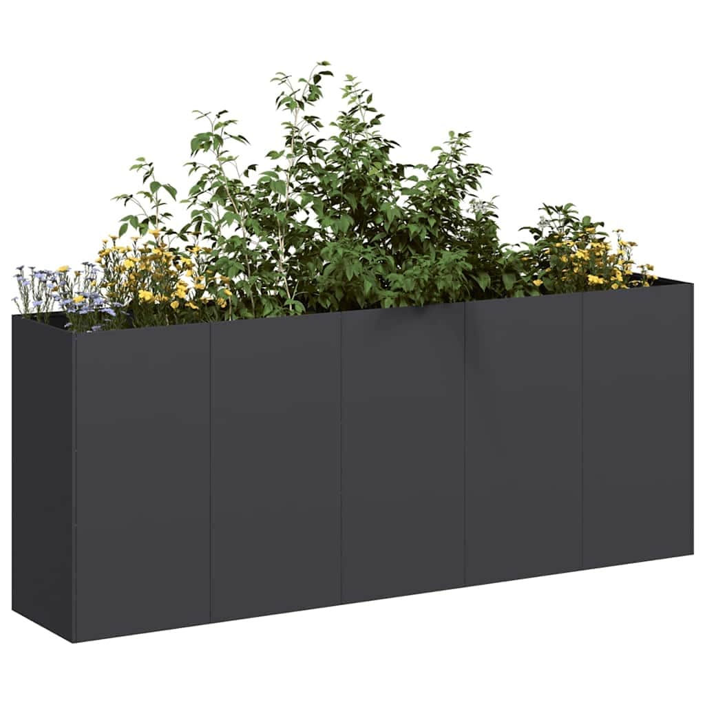 Vidaxl Planter Black Cold Rolled Steel Large Durable Planter 15.7 X 78.7 X 31.5 In