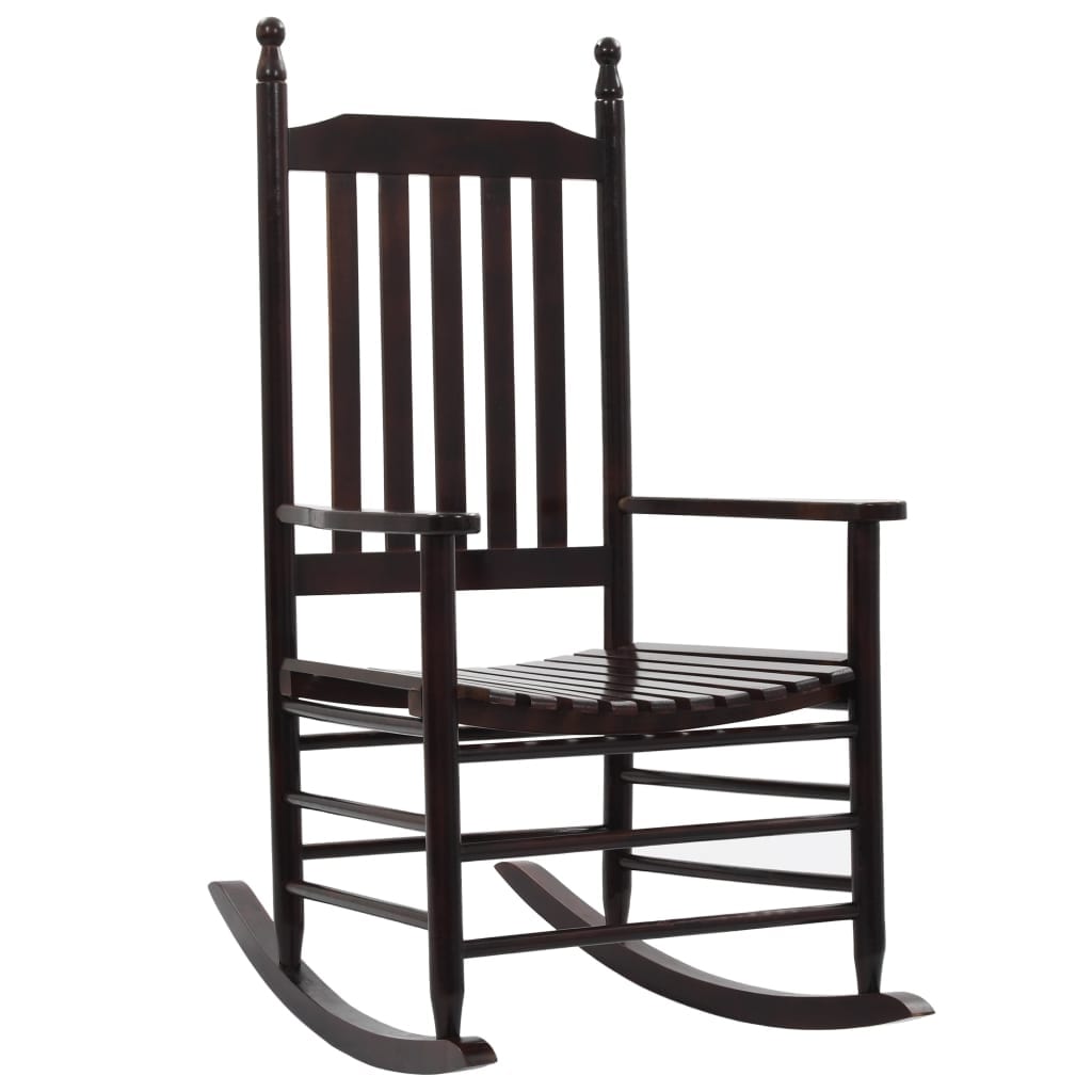Vidaxl Rocking Chair With Curved Seat Brown Poplar Wood
