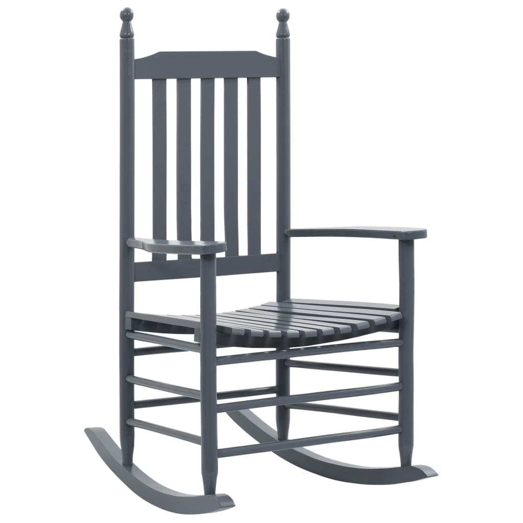 Vidaxl Rocking Chair With Curved Seat Gray Poplar Wood