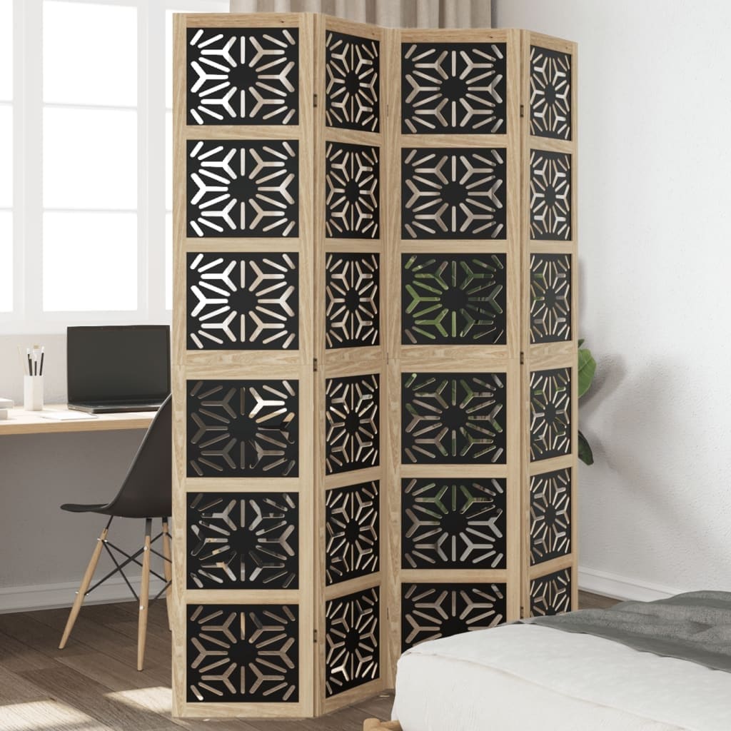 Vidaxl Room Divider Brown And Black Solid Wood Paulownia