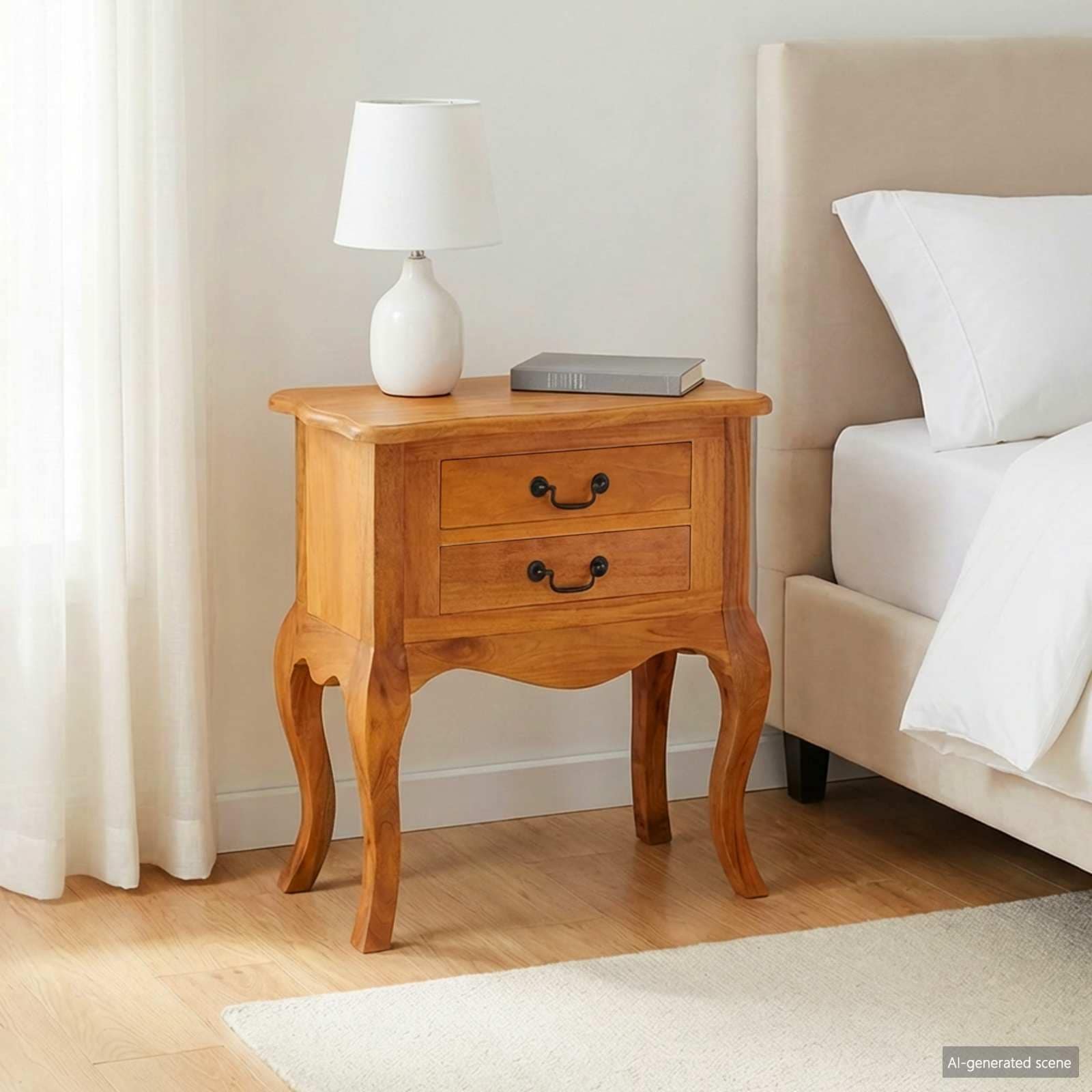 Vidaxl Side Table Natural 23.82 X 11.81 X 24.02 In Solid Mahogany Wood 23.82 X 11.81 X 24.02 In