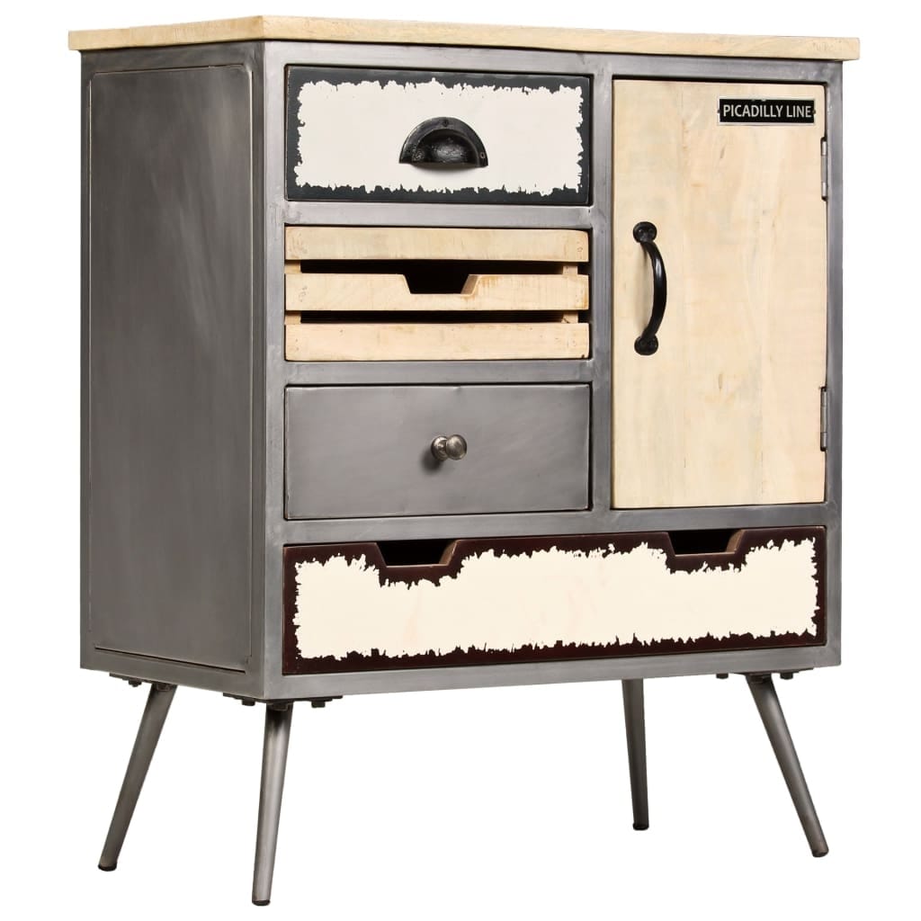 Vidaxl Sideboard Solid Mango Wood And Steel 25.6 X13 X29.9