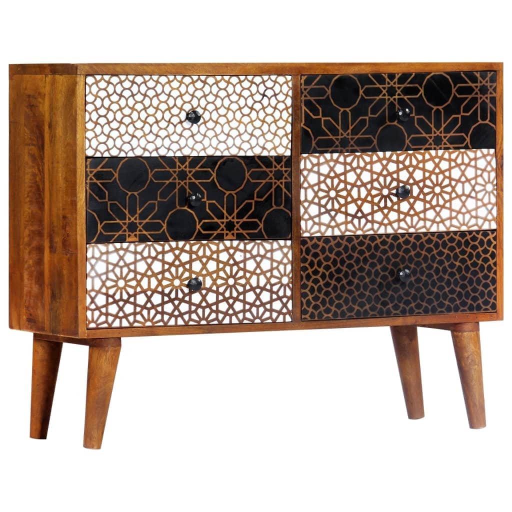 Vidaxl Sideboard With Printed Pattern 35.4 X11.8 X27.6 Mango Wood